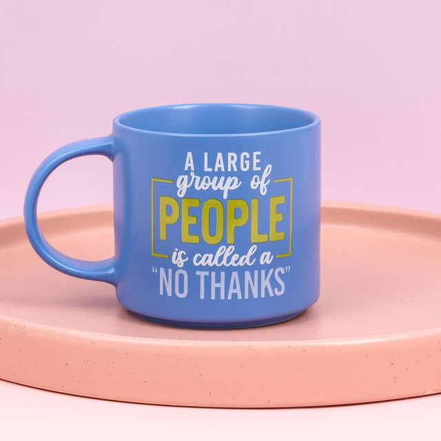 Splosh Cheeky Mug No Thanks – blue witty ceramic mug with quote, perfect funny gift for introverts and coffee lovers.