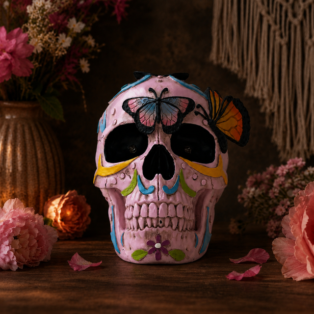 Gleneagles - Dark Matters - Butterfly Skull LED - Polyresin Figurine