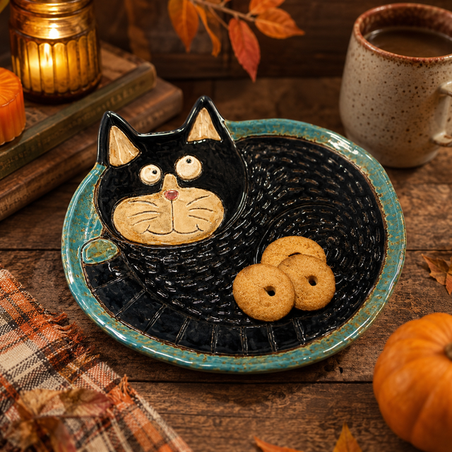 Gleneagles - Dark Matters Stoneware - Shadow Cat - Plate