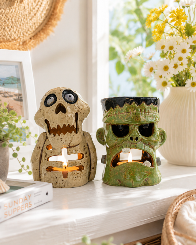 Gleneagles - Dark Matters Stoneware - Patchwork Monster - Tealight Holder