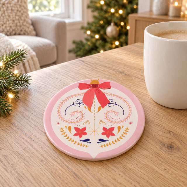 Splosh Pink Bauble Christmas Coaster