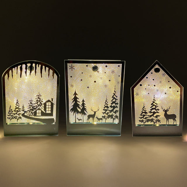 Gleneagles Shimmer Scapes Set Of 3 Glass LED Illuminations