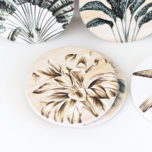 Splosh Exotic Ceramic Coaster Gold Fern