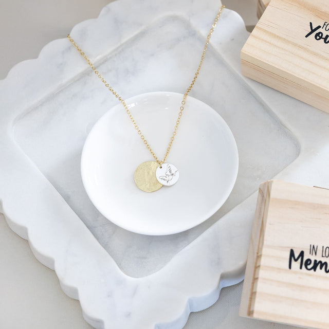 Splosh Heart & Soul Jewellery gift boxes arranged together on a styled surface, featuring the “In Loving Memory” necklace alongside other sentimental designs.