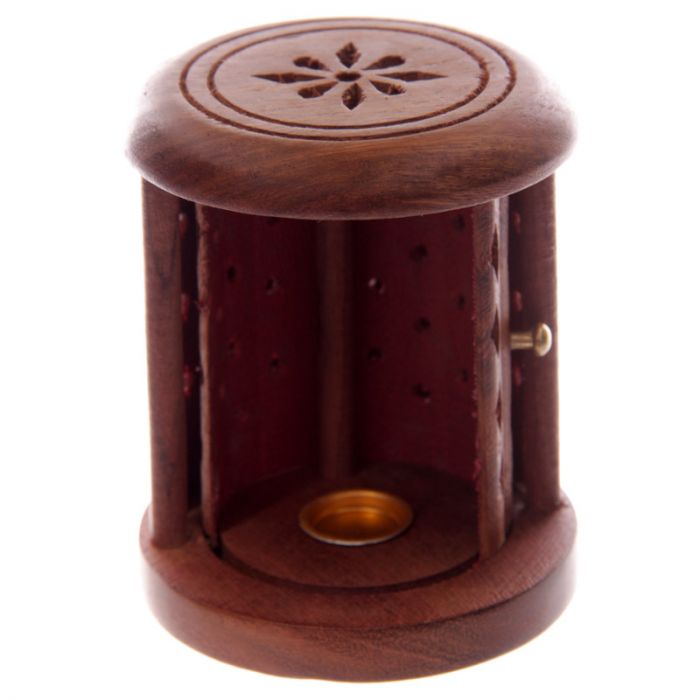 Incense Cone Burner - Barrel Sheesham with Door | Collectables