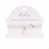 Kiki Snow Blossom crystal jewellery wrap bracelet and necklace with pearl and crystal beads.