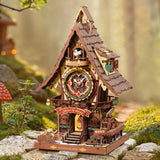 LC901C ROBOTIME ROKR Models Wooden cuckoo clock model in a forest setting