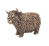 Hughie Highland Cow ornament made from hand-painted resin, featuring detailed fur texture in natural brown tones – Highland cow ornament by Lesser & Pavey."