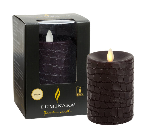 Luminara Indoor 3.0" x 4.0" Black Crocodile Embossed Candle