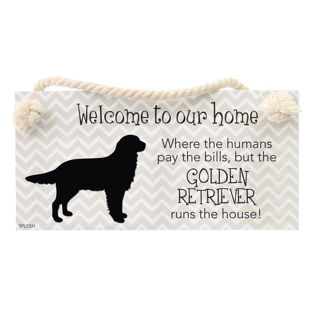 Splosh Golden Retriever Dog Breed Hanging Sign