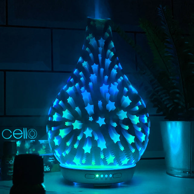 Cello Star 3D Large Ultrasonic Diffuser with Harmony Mix. 7 Oils Set