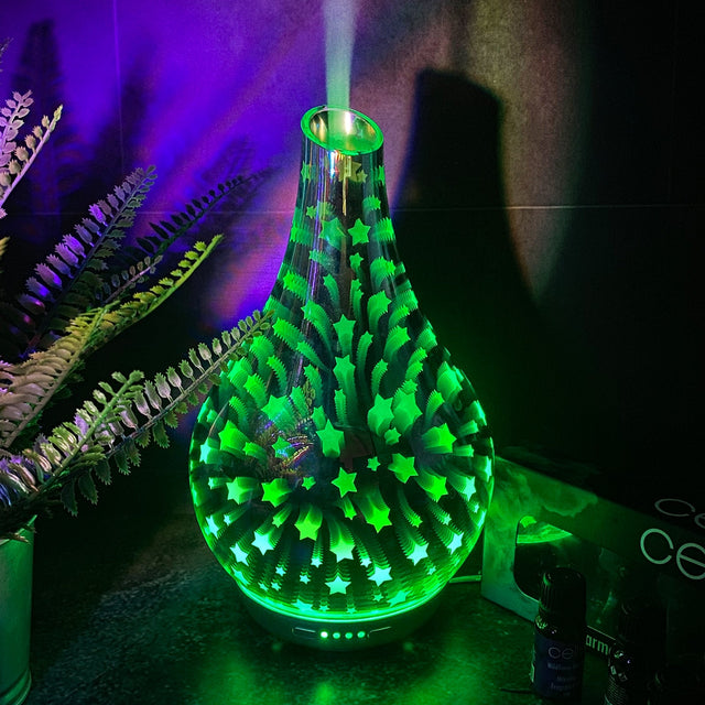 Cello Star 3D Large Ultrasonic Diffuser with Harmony Mix. 7 Oils Set