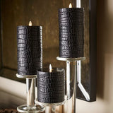 Luminara Indoor 3.0" x 4.0" Black Crocodile Embossed Candle