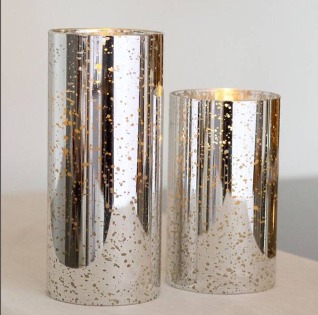 Luminara Indoor 3.0" x 5.0" Candle in Silver Mercury Glass