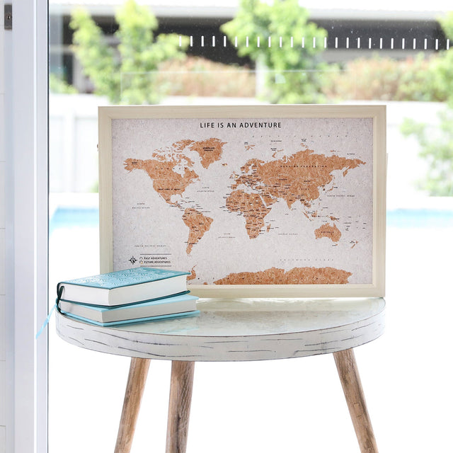 Splosh Travel Map - World Map - XL Desk - Grey