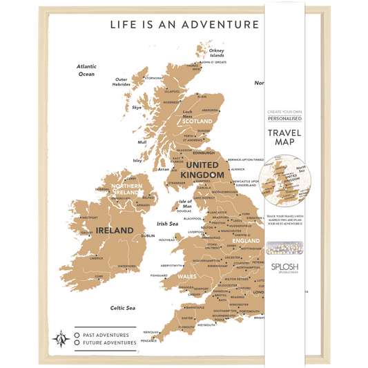 Splosh Travel Map - UK Map - Desk - White