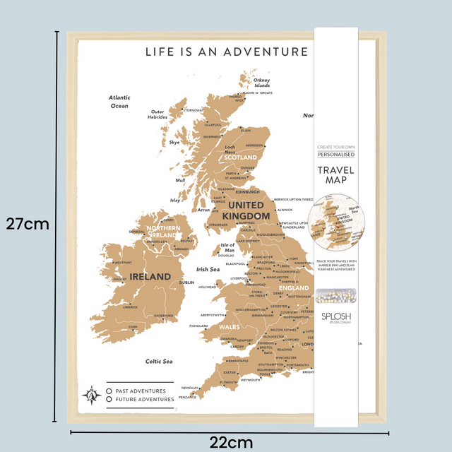 Splosh Travel Map - UK Map - Desk - White