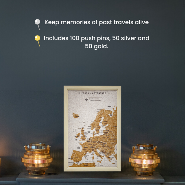 Splosh Travel Map - Europe Map - Desk - White