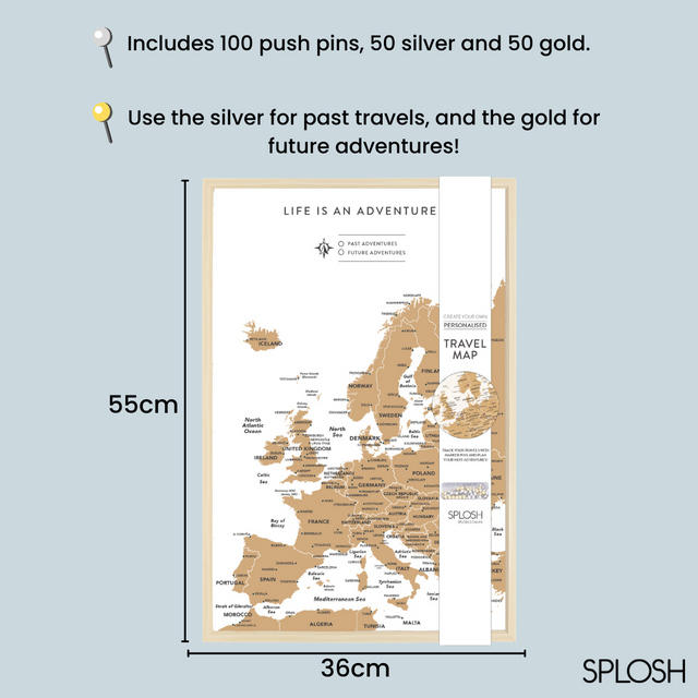 Splosh Travel Map - Europe Map - Small - White