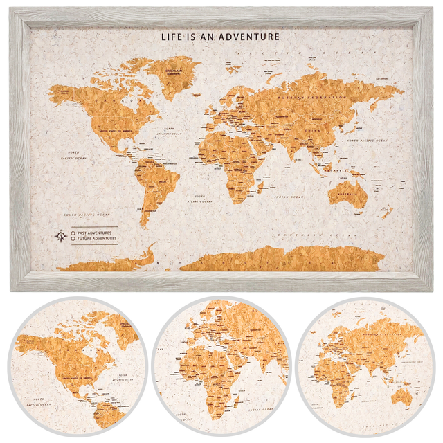 Splosh Travel Map - World Map - Medium - Grey