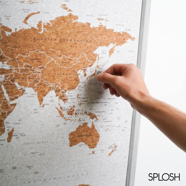 Splosh Travel Map - World Map - Medium - Grey