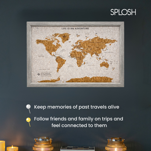 Splosh Travel Map - World Map - Medium - Grey