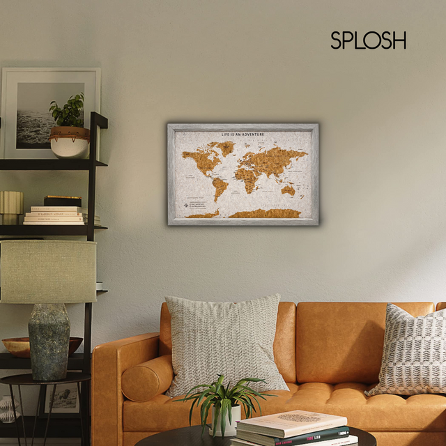 Splosh Travel Map - World Map - Medium - Grey