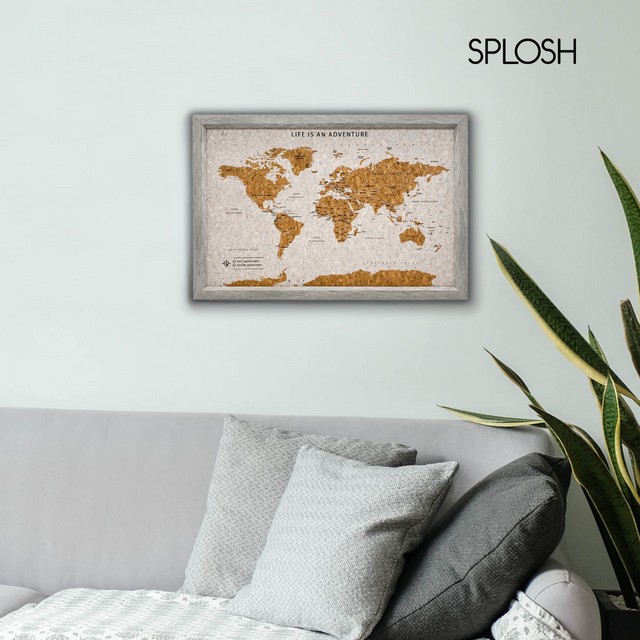 Splosh Travel Map - World Map - Medium - Grey