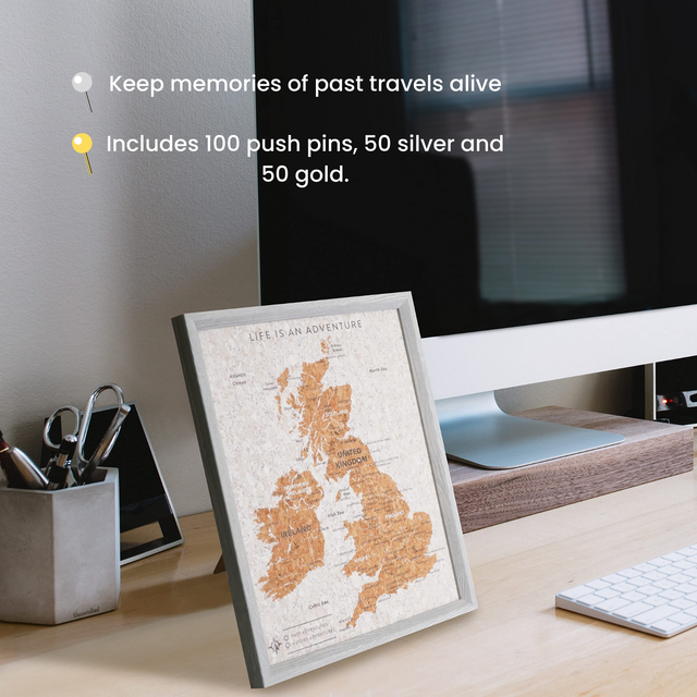 Splosh Travel Map - UK Desk - Grey