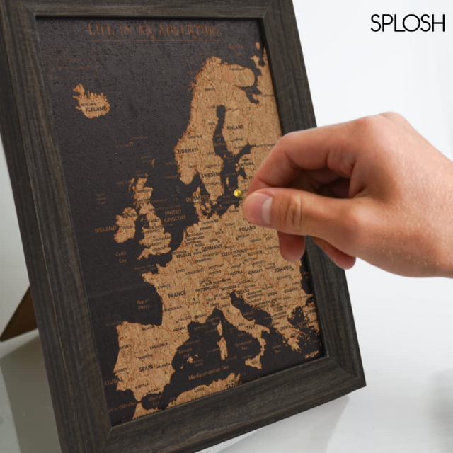 Splosh Travel Map - Europe Map - Desk - Black