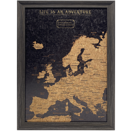 Splosh Travel Map - Europe Map - Small - Black