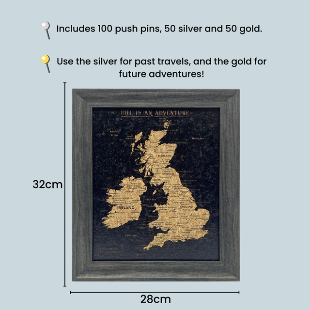 Splosh Travel Map - UK & Ireland Map - Desk - Black