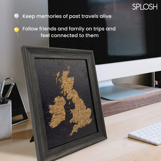 Splosh Travel Map - UK & Ireland Map - Desk - Black