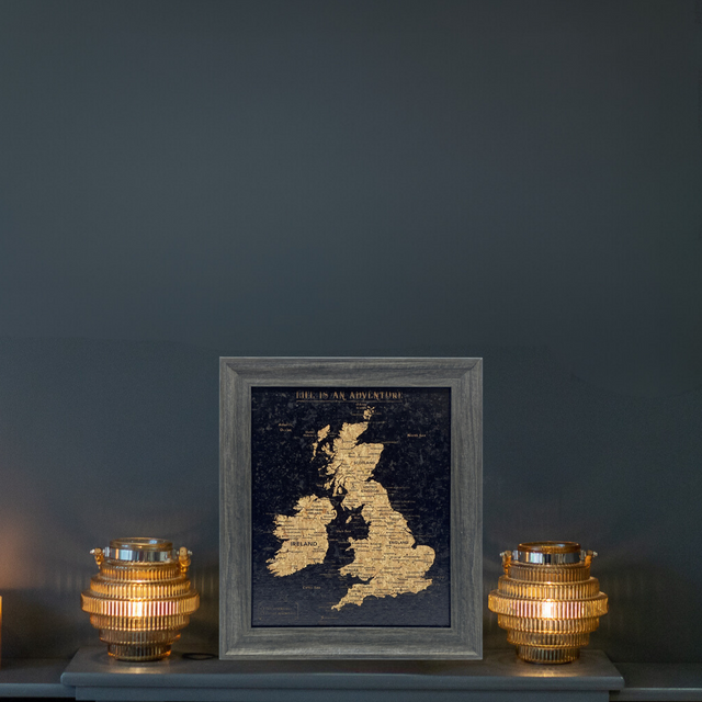 Splosh Travel Map - UK & Ireland Map - Desk - Black