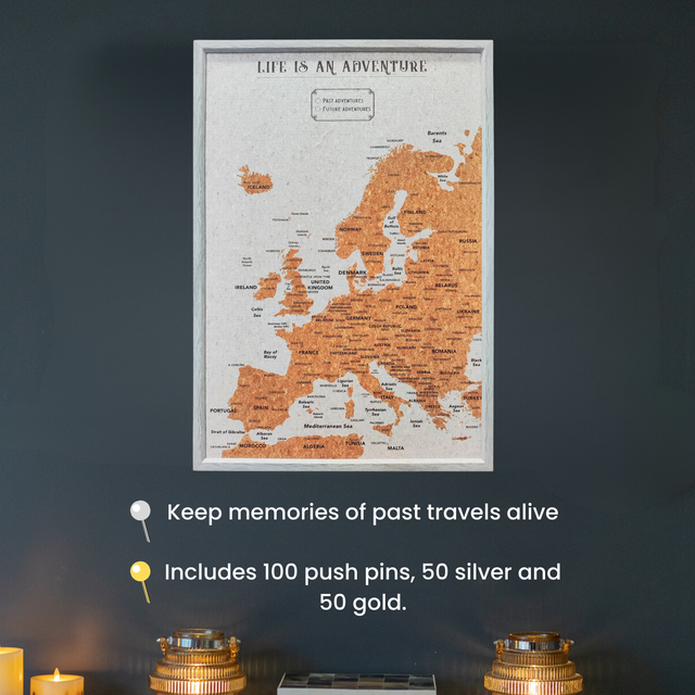 Splosh Travel Map - Europe Map - Large - Grey
