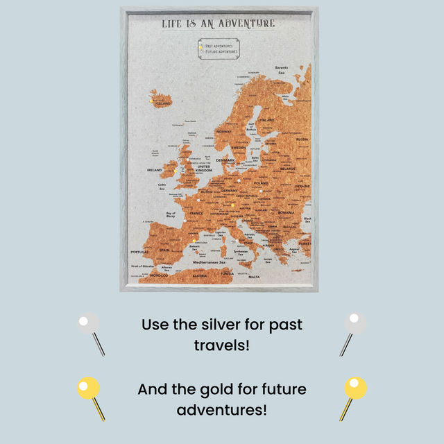 Splosh Travel Map - Europe Map - Large - Grey