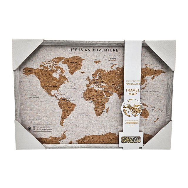 Splosh Travel Map - World Map - XL Desk - Grey