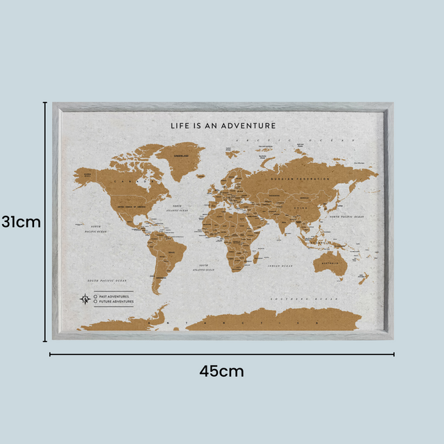 Splosh Travel Map - XL Desk World - Grey