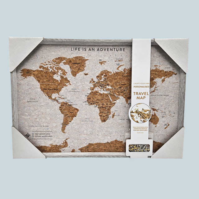 Splosh Travel Map - XL Desk World - Grey