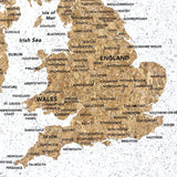 Splosh Travel Map - White UK & Ireland Map with Silver Frame