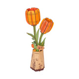 ROBOTIME Orange Tulip DIY Wooden Flower 3D Puzzle