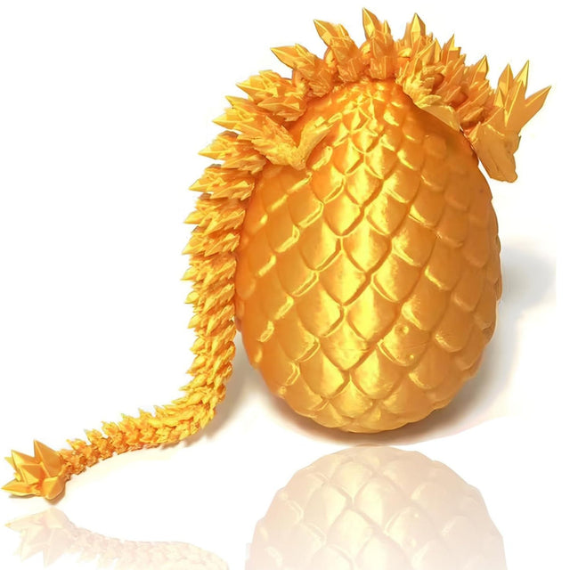 3D Printed Large Dragon & Egg - Gold