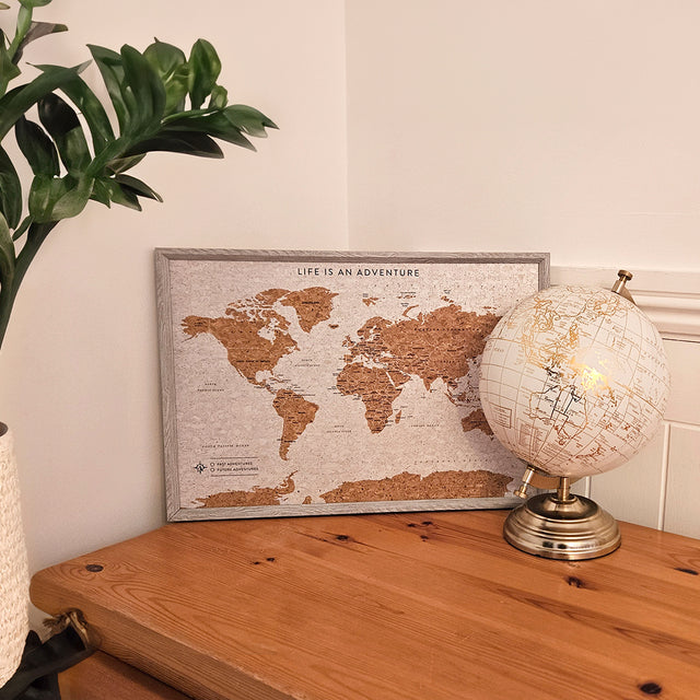 Splosh Travel Map - World Map - XL Desk - Grey
