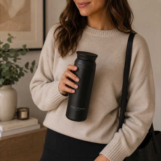 Alice Wheeler Black Reusable Metal Water Bottle 500ml