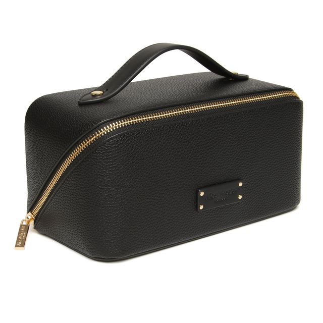 Alice Wheeler Kensington black travel makeup case for beauty essentials, toiletries and everyday organisation