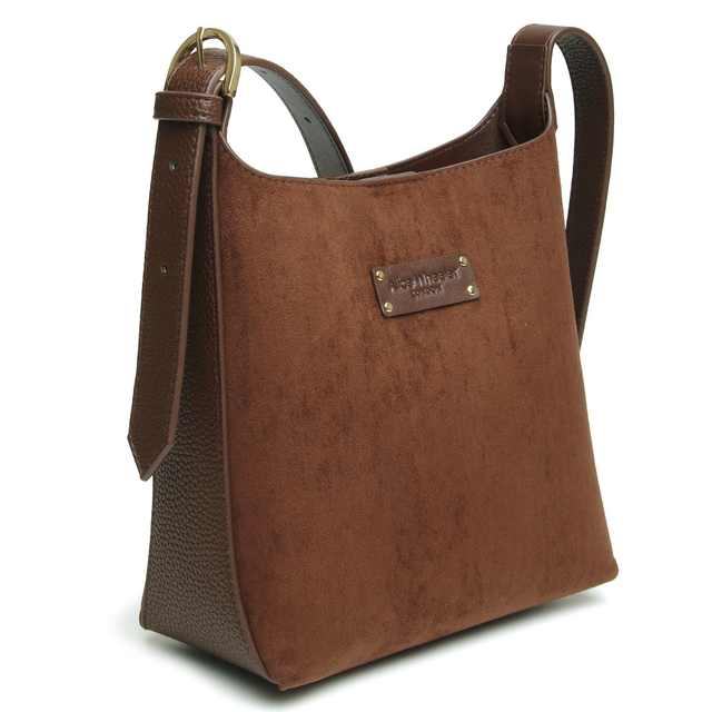 Side view of Alice Wheeler Kensington Brown Suede Mini Shoulder Bag