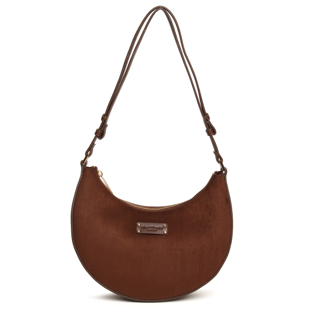 Alice Wheeler Chocolate crossbody bag with adjustable strap for shoulder or hands-free wear