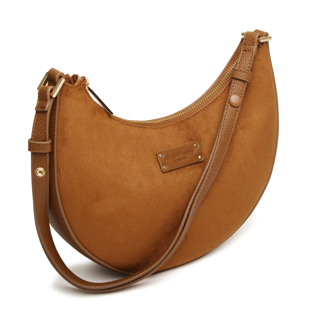 Alice Wheeler Fudge shoulder and crossbody bag with soft suedette and vegan leather trim