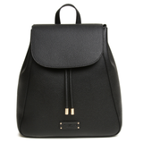 Black Alice Wheeler women's backpack with smooth vegan leather, rope fastening and branded plaque