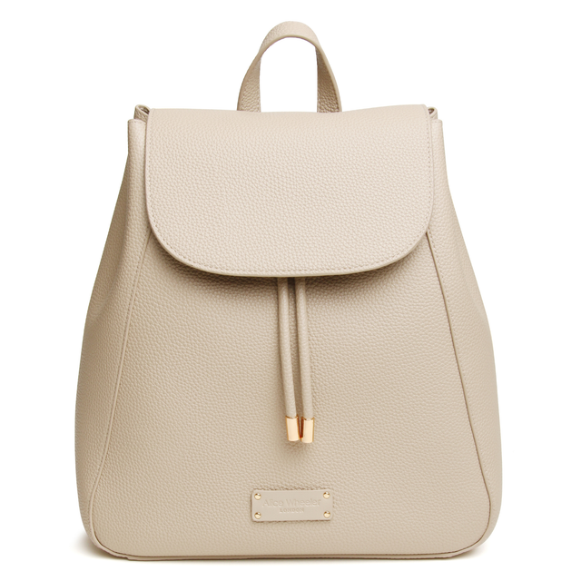 Alice Wheeler Kensington Backpack in Stone with adjustable straps and gold-toned hardware